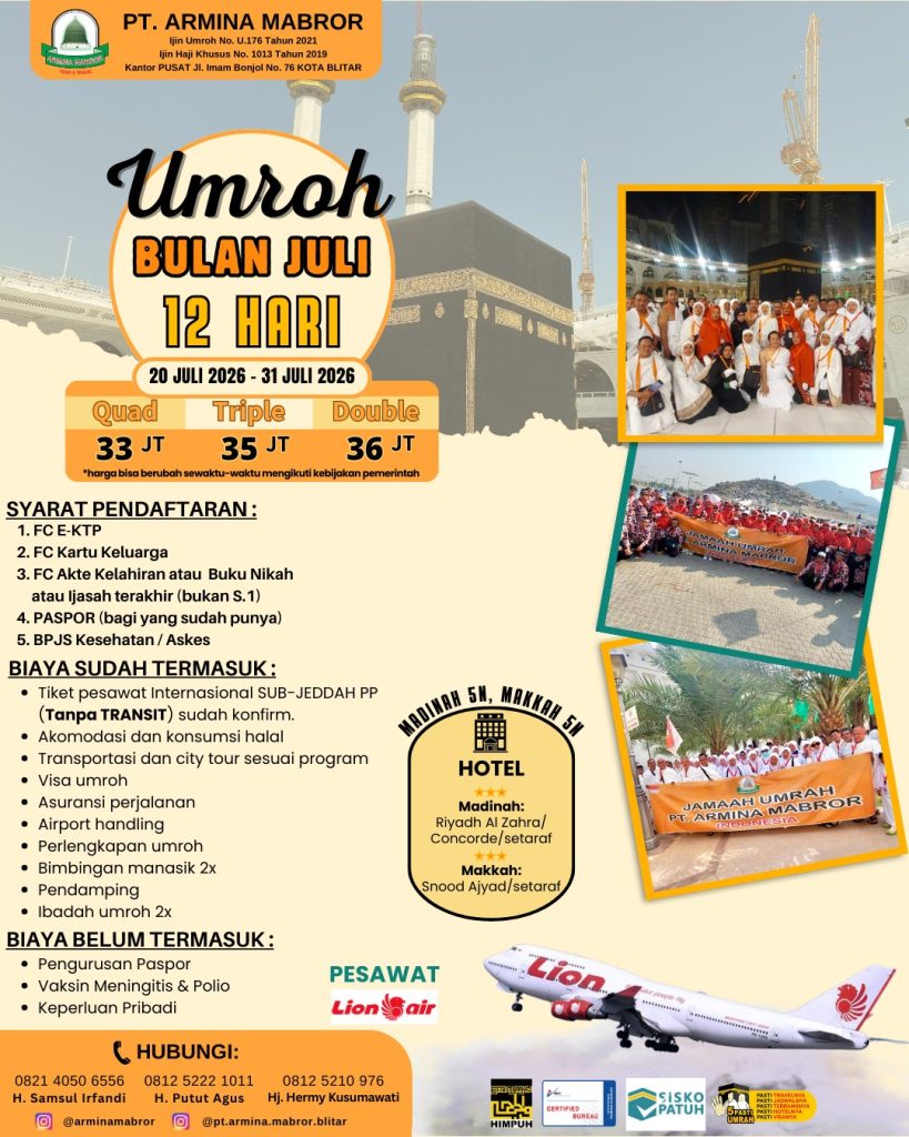 PROGRAM UMROH 12 HARI TANGGAL 20 JULI 2026